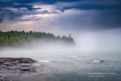 Split Rocl lighthouse after the storm