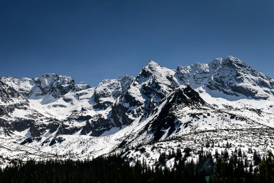 Kozi Wierch 2291m behind on the left, Koscielec 2155m, Swinica 2301m from Gasienicowa Valley, Tatra NP