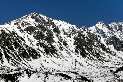 Zolta Turnia 2087m and Granaty 2240m behind on the right seen from upper Gasienicowa Valley, Tatra NP