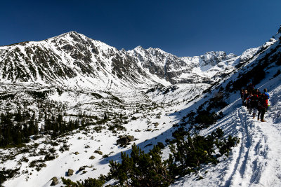 Upper Gasienicowa Valley with Zolta Turnia 2087m, Granaty 2240m and Kozi Wierch 2291m behind on the right, Tatra NP