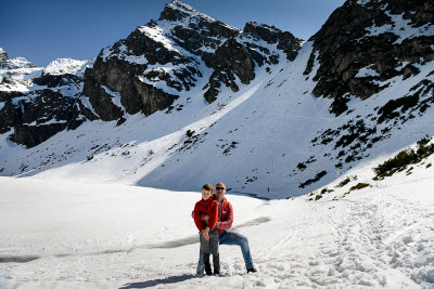 Alex and I at Black Lake Gasienicowy 1624m, Koscielec 2155m behind, Tatra NP