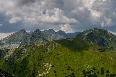 View of Lopata 1955m, behind on the left Placlive 2125m and Ostry Rohac 2088m, on the right Wolowiec 2063m, Tatra NP