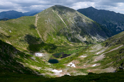 View of Rackove Lakes 1697m and Starorobocianski Wierch 2173m from the main West Tatra Ridge, Tatra NP