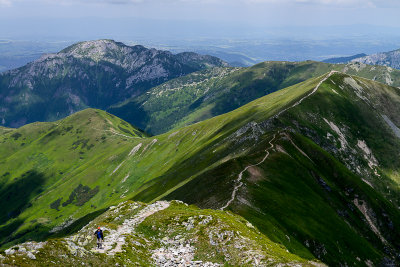 View eastwards from Jarzabczy Wierch 2136m, behind on the left Kominiarski Wierch 1829m, on the Ridge Konczysta 1994m, Tatra NP 