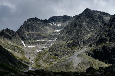 Looking up Ladovy stit 2627m from Upper Javorova Valley, Tatra NP