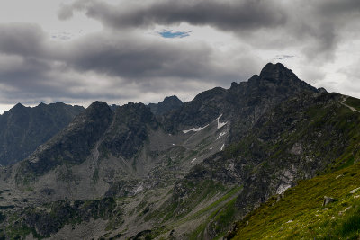 Looking towards Swinica 2301m from the west, Koscielec 2155m on the left, behind Eagle's Path ridge, Tatra NP