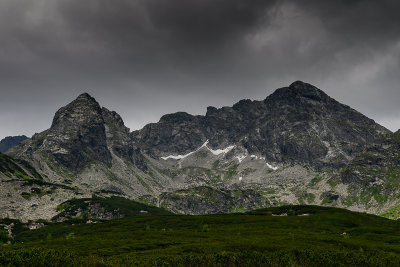 Looking towards Koscielec 2155m and Swinica 2301m on the right over Gasienicowa Valley, Tatra NP