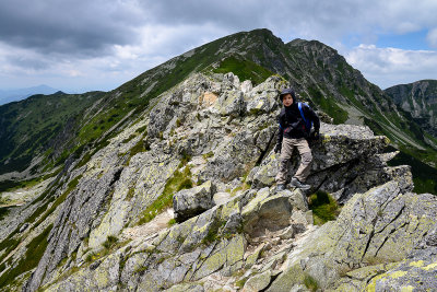 Alex on Skriniarky ridge, behind Salatin 2048m, Tatra NP