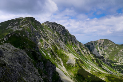 View of Salatin 2048m and behind Brestova 1903m from Skriniarky ridge, Tatra NP 