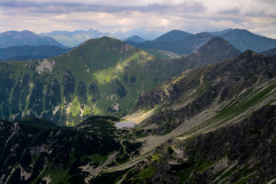View of Volovec 2063m and on the right Ostry Rohac 2088m from Spalena 2083m, Tatra NP 