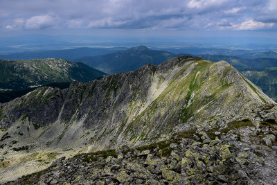 View from Pachola 2167m towards Skriniarky ridge and Spalena 2083m on the right, Tatra NP 