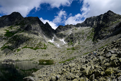 Upper Mengusovska Valley at Zabie Lake 1921m, Volia veza 2370m on the left, far behind on the right Rysy 2503m, Tatra NP