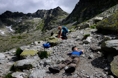 Alex and Aneta, Upper Mengusovska Valley at around 2000m, far behind Rysy 2503m, Tatra NP