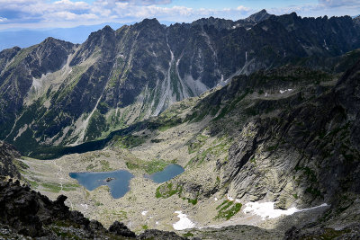 Looking down Upper Mengusovska Valley, behind Ridge of Dungeons with Satan 2421m, Tatra NP