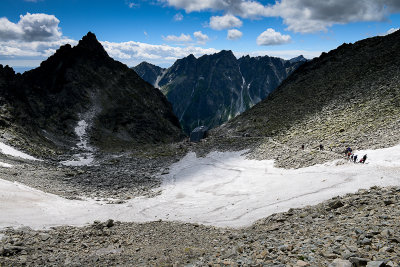 Looking down Under Rysy Hut 2250m, Velka kopka 2354m on the left, Satan 2421m behind, Tatra NP 