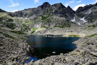 Zabie Lake 1921m with Volia veza 2370m behind, Upper Mengusovska Valley, Tatra NP