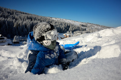 Alex Sledging on The Glade, Witów