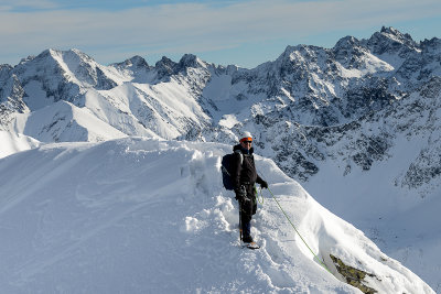 Myself on the ridge eastwards from the main summit of Swinica 2301m, High Tatras