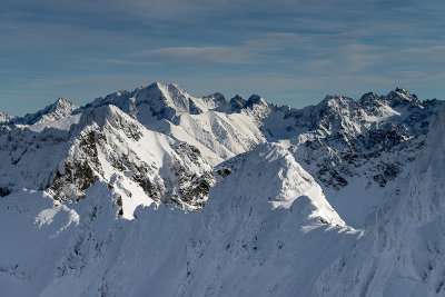 Gasienicowa Turnia 2280m on the ridge between Swinica and Koscielec, far behind on the left Ladovy Stit 2627m, High Tatras