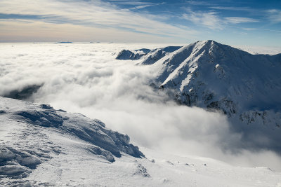 Looking towards Jakubina 2194m from the summit of Starorobocianski Wierch 2176m, Tatra NP