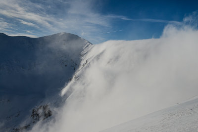 Clauds falling over the border ridge between Konczysty Wierch 2002m and Jarzabczy Wierch 2137m, Tatra NP