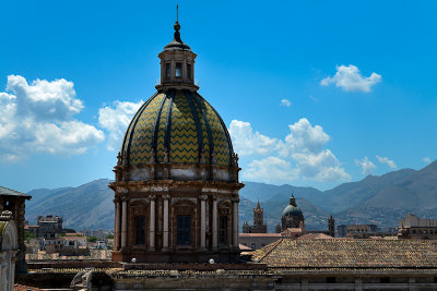View westwards from Santa Caterina church, San Giuseppe dei Padri Teatini church in front, Palermo