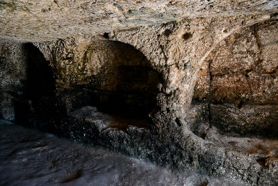 The ancient catacombs above the Greek Theatre, Neapolis Archaeological Park in Siracusa