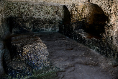 The ancient catacombs above the Greek Theatre, Neapolis Archaeological Park in Siracusa