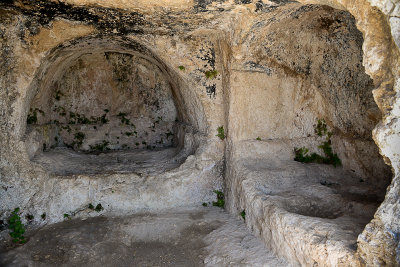 The ancient catacombs above the Greek Theatre, Neapolis Archaeological Park in Siracusa