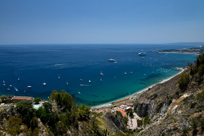 View of Bay of Giardni Naxos from Taormina