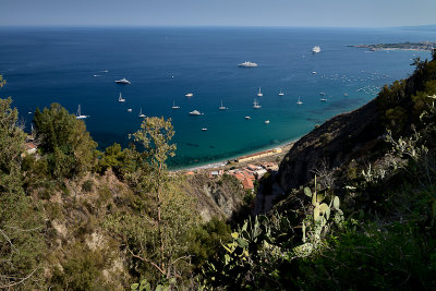 View towards Bay of Giardni Naxos from Taormina