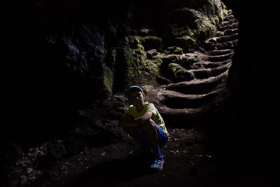 Alex in the lava cave, Etna NP