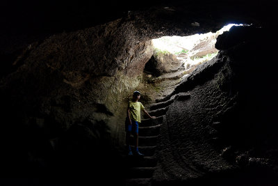 Alex in the lava cave, Etna NP