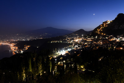 View towards Etna 3340m from the Greek Theatre, Taormina