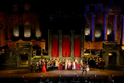 Staging of Rigoletto opera at the Greek Theatre, Taormina