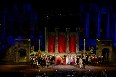 Staging of Rigoletto opera at the Greek Theatre, Taormina