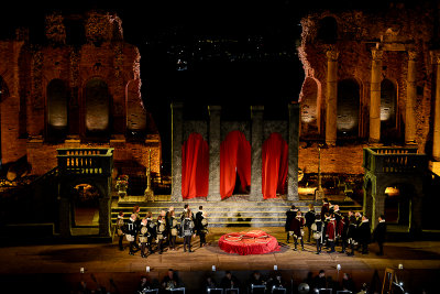 Staging of Rigoletto opera at the Greek Theatre, Taormina