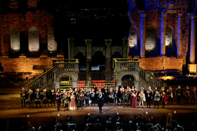 Staging of Rigoletto opera at the Greek Theatre, Taormina