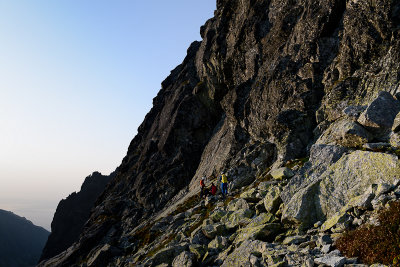 Approaching Tatarka climbing route on Gerlach massif 2655m, Tatra NP