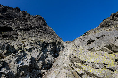 Looking up Tetmajer Pass 2590m from NE ascent, Tatra NP