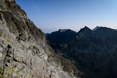 View towards Východná Vysoká 2429m and Pol'ský Hreben Pass 2200m from Zadný Gerlach 2616m ascent, Tatra NP