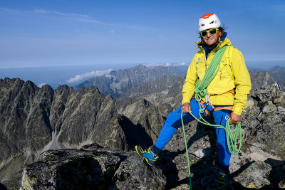 Grzesiek on the summit of Zadný Gerlach 2616m, Tatra NP