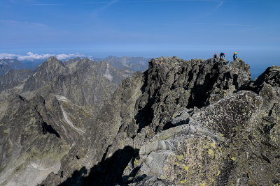 N view along Martin's climbing route from the summit of Gerlach Peak 2655m, Vysoka 2547m on the left, Tatra NP