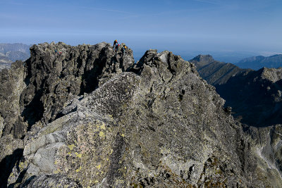 N view along Martin's climbing route from the summit of Gerlach Peak 2655m, Tatra NP