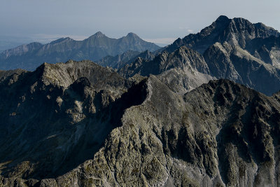 On the summit of Gerlach Peak 2655m - below Východná Vysoká 2429m, behind Icy Peak 2627m, Tatra NP