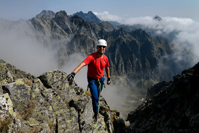 Myself on Gerlach massif descending to Velická Valley, behind Bradavica 2476m, Tatra NP