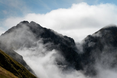 Ostry Rohac 2088m and Placlive 2125m on the right seen from Volovec ascend, Tatra NP