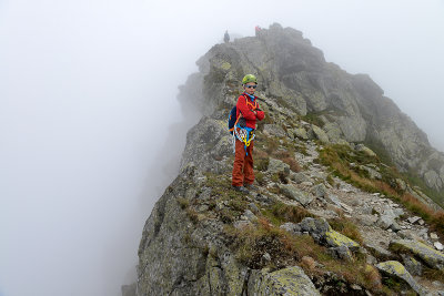 Alex on the ridge between Ostry Rohac 2088m and Placlive 2125m, Tatra NP