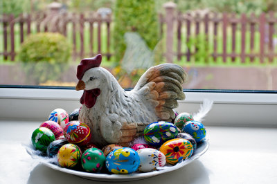 A Hen And Easter Eggs