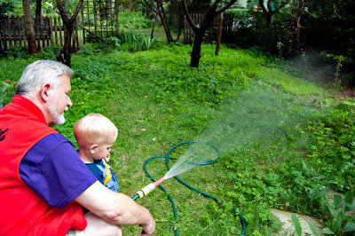 Watering Grass With Grandpa